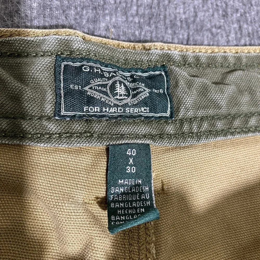 GH Bass & Co Mens Canvas Work Pants Tan Brown 40x30 Straight Leg Utility Skater